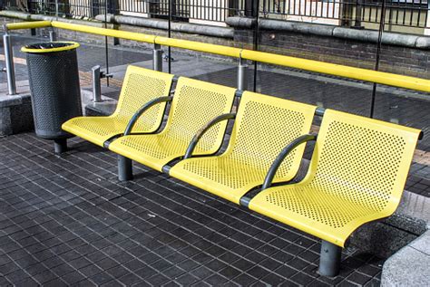 bus stop seating stock photo.